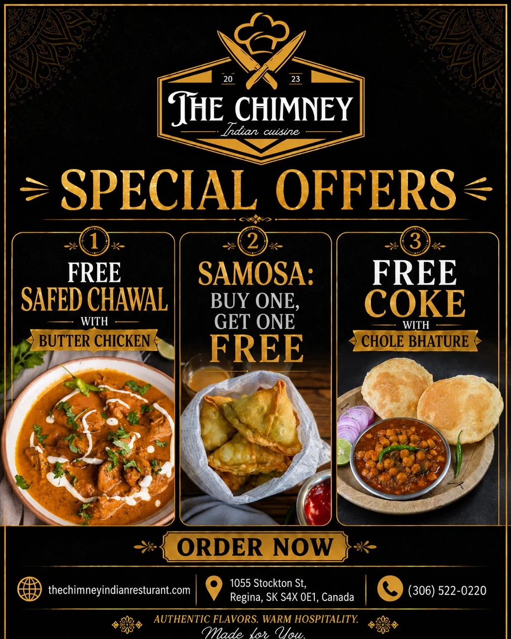 Special Offer at The Chimney Indian Cuisine Regina
